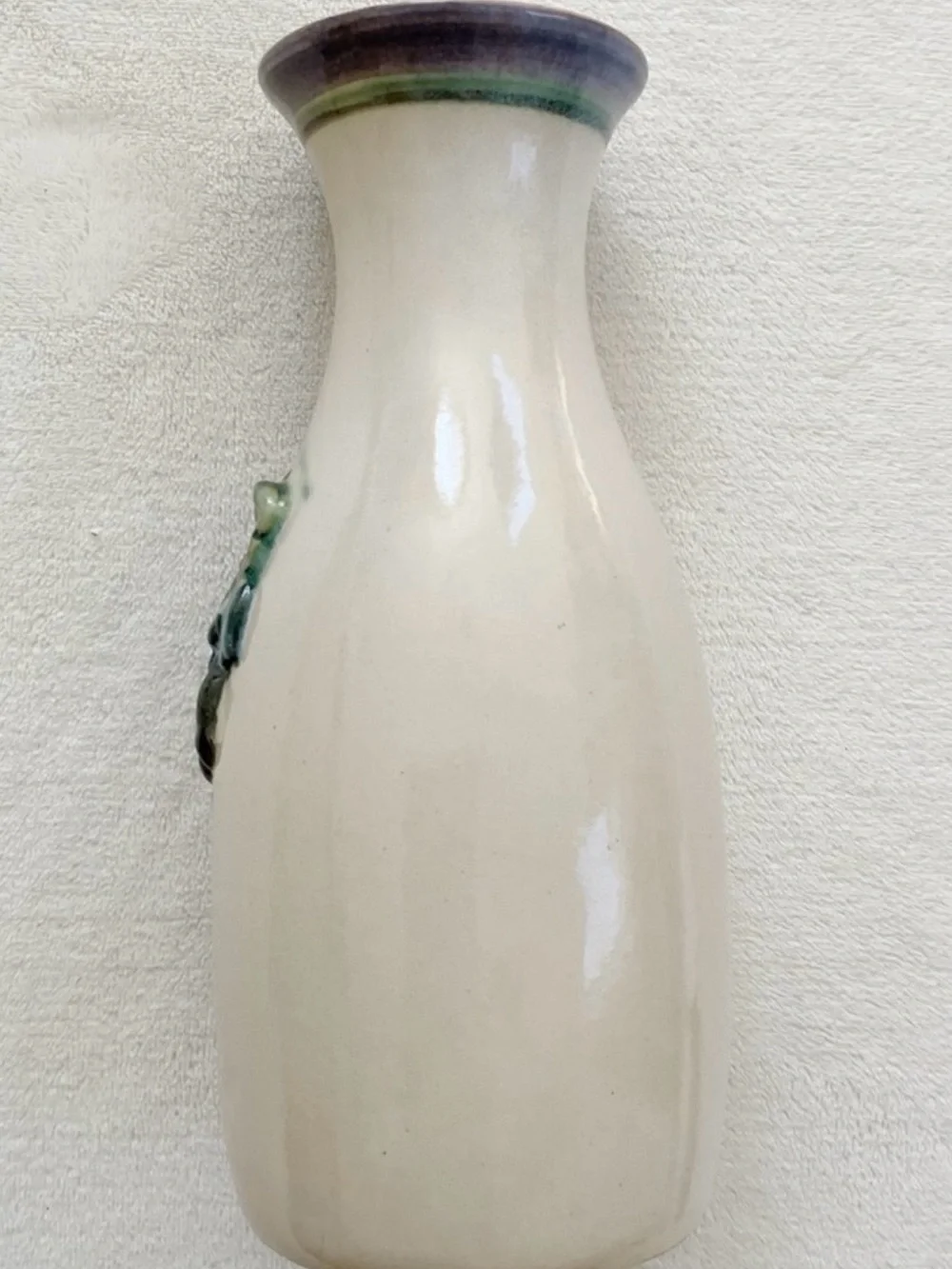 Vintage Quyle Kilns Grapevine Vase 9.5” Signed California Studio Pottery